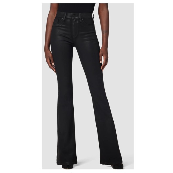 Hudson Nico Mid Rise Bootcut Coated Black Barbara Jeans Women's Size 34 - Picture 1 of 16